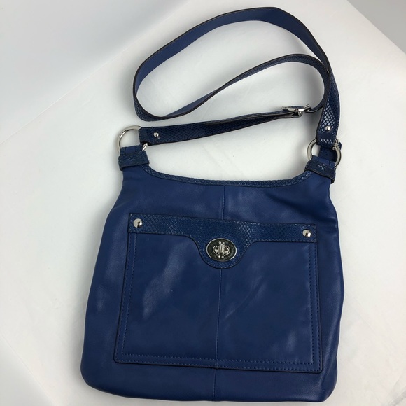 Coach Leather Purse, Blue Silver Accents - Picture 2 of 15